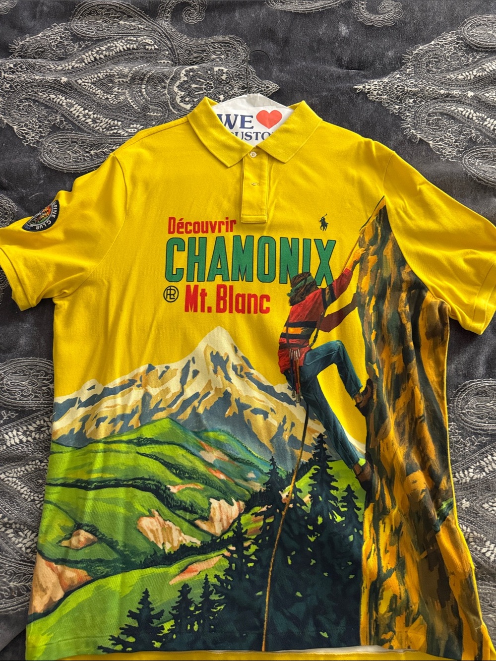 Polo by Ralph Lauren Yellow Chamonix Mt. Blanc Graphic Polo